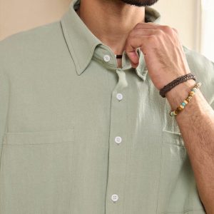 Manfinity KASUA Men??s Summer Solid Color Loose Fit Pocket Short Sleeve Casual Shirt And Shorts Set - Image 5