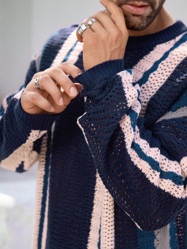 Manfinity KASUA Men??s Striped Long Sleeve Knit Sweater
