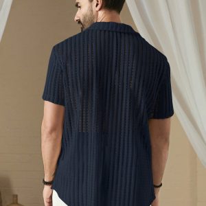 Manfinity KASUA Men Solid Hollow Out Shirt For Summer - Image 2