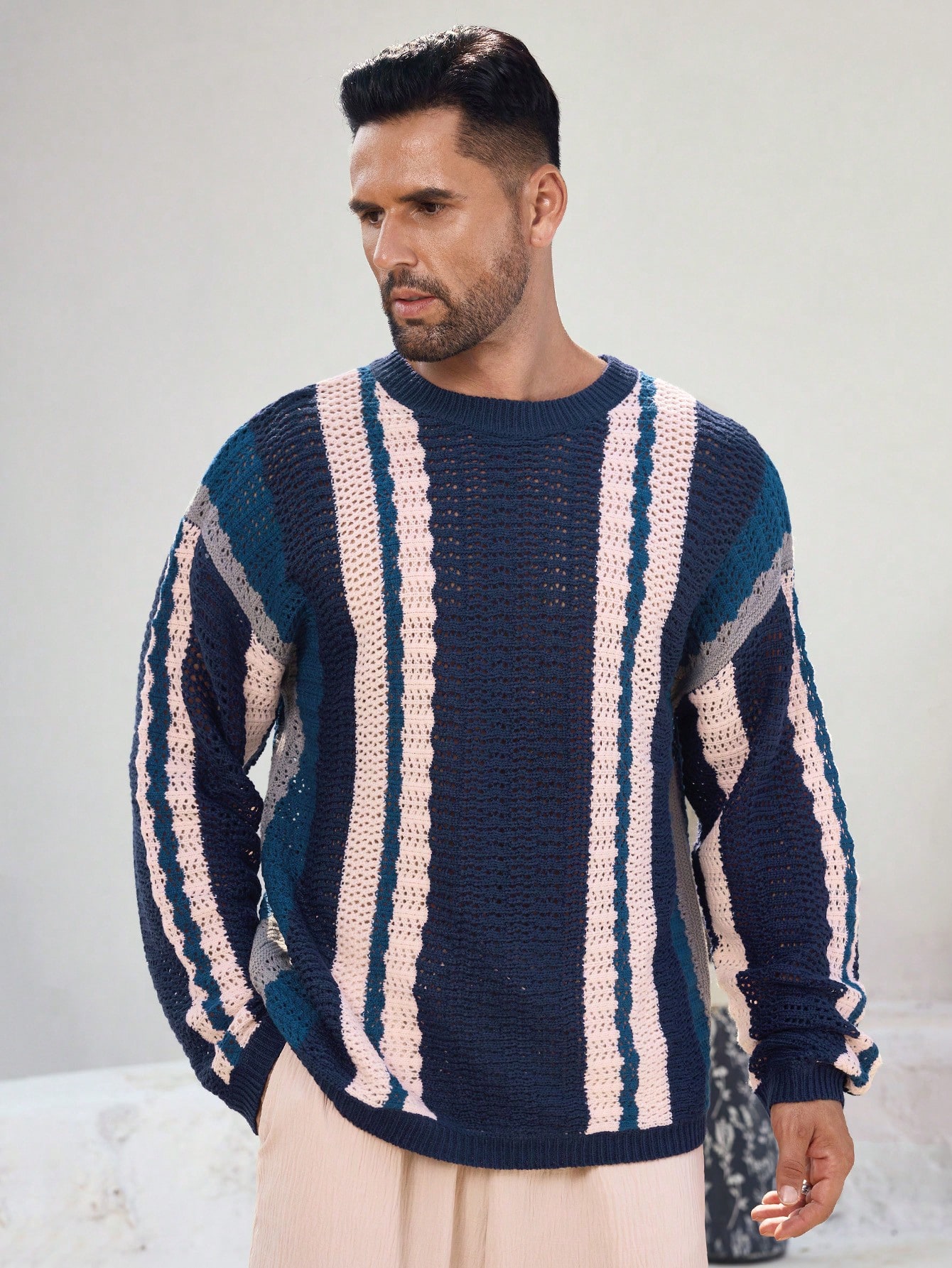 Manfinity KASUA Men??s Striped Long Sleeve Knit Sweater - Image 3