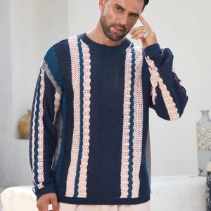 Manfinity KASUA Men??s Striped Long Sleeve Knit Sweater - Image 4