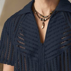 Manfinity KASUA Men Solid Hollow Out Shirt For Summer - Image 4