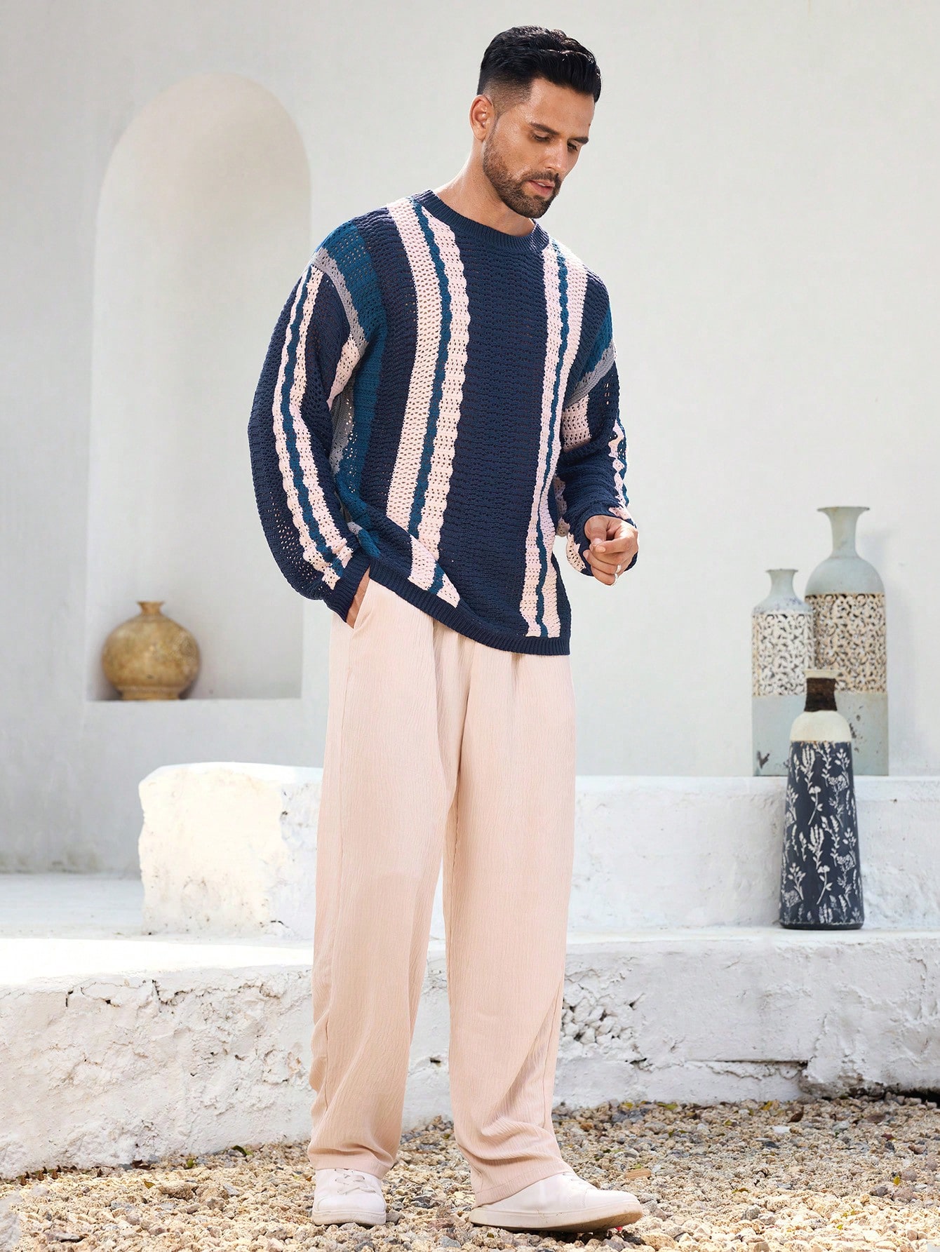 Manfinity KASUA Men??s Striped Long Sleeve Knit Sweater - Image 5