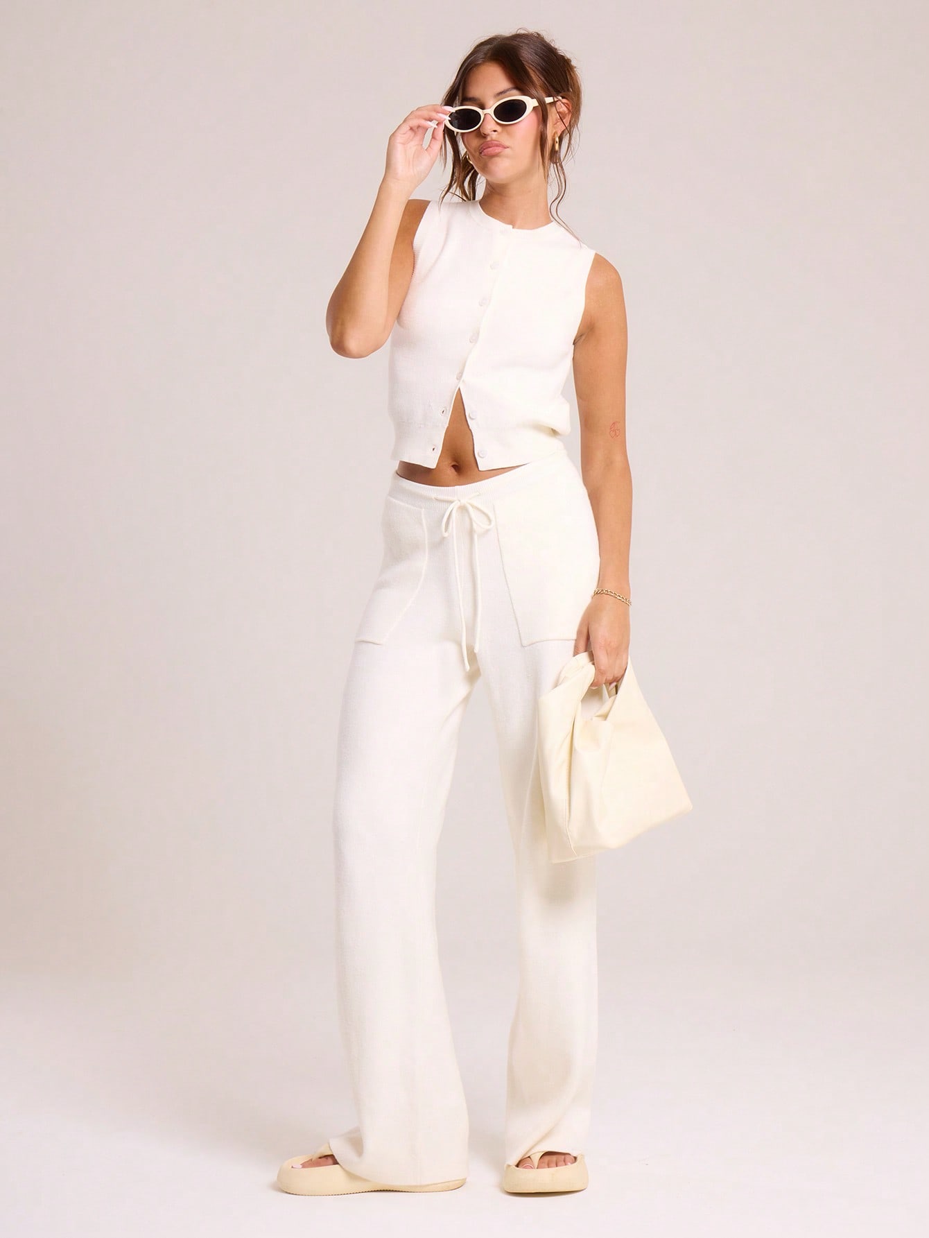 MUSERA Knitted Button Through Tank Top - Image 4