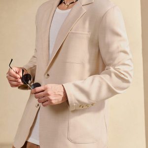 Manfinity KASUA Men Solid Lapel Neck Blazer For Dailywear - Image 6