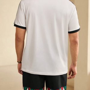 Manfinity KASUA Men??s Summer Geometric Print Round Neck Short Sleeve Casual T-Shirt And Drawstring Waist Shorts Set - Image 2