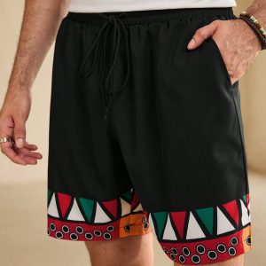 Manfinity KASUA Men??s Summer Geometric Print Round Neck Short Sleeve Casual T-Shirt And Drawstring Waist Shorts Set - Image 4