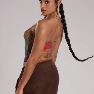 MUSERA Club Outfits,Sexy Mesh Psychedelic Ring Bandeau Top - Image 2