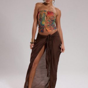 MUSERA Club Outfits,Sexy Mesh Psychedelic Ring Bandeau Top - Image 4