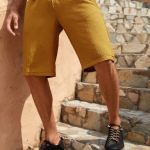 Manfinity KASUA Solid Color Pocket Decor Casual Shorts, Summer - Image 4