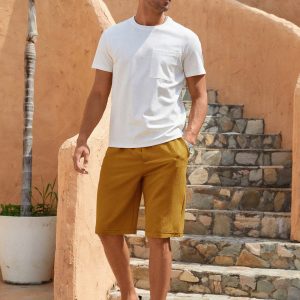 Manfinity KASUA Solid Color Pocket Decor Casual Shorts, Summer - Image 6