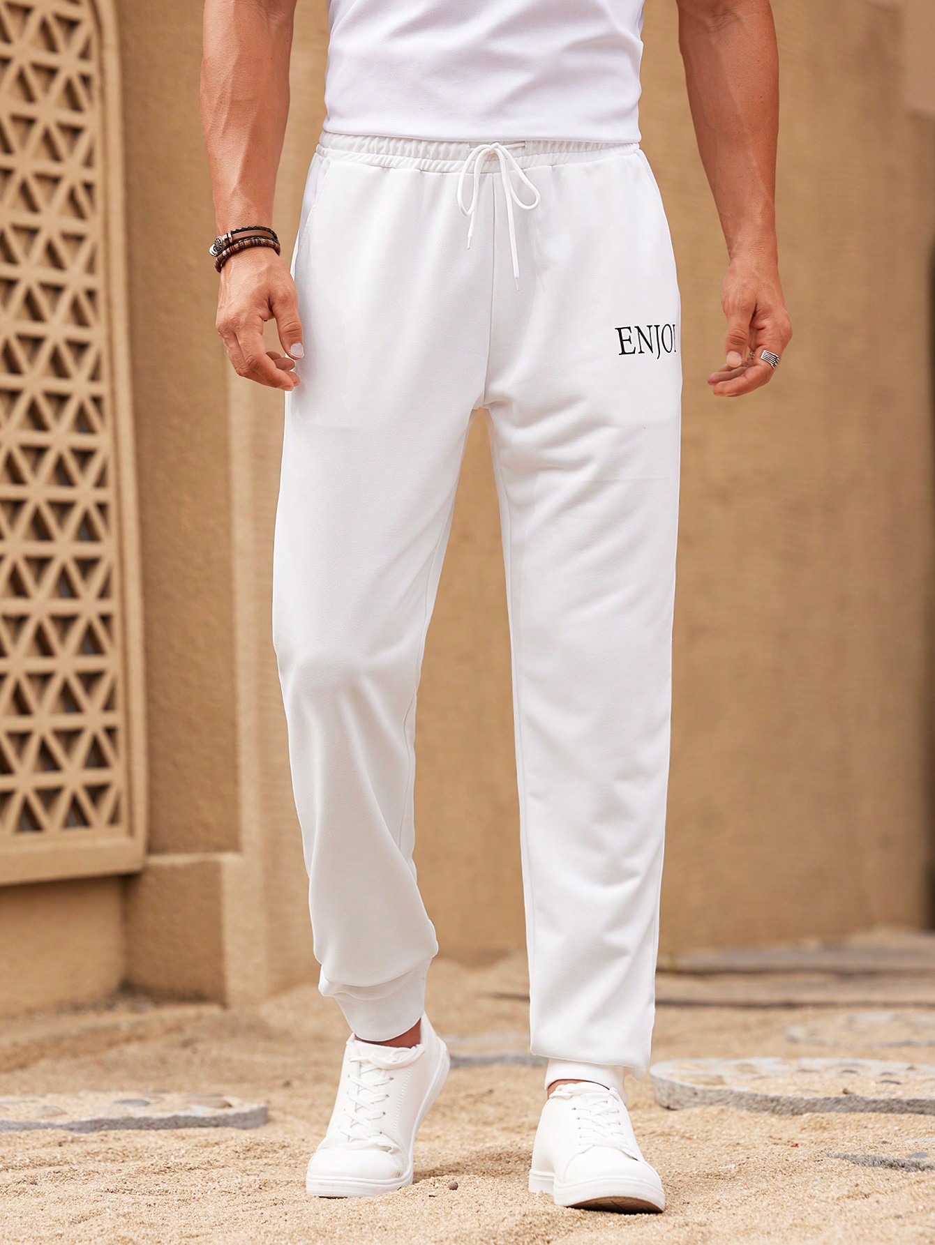 Manfinity KASUA Men??s Fashionable Casual Fit Printed Jogger Pants With Elastic Cuffs - Image 1