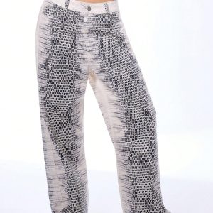MUSERA Straight Leg Snakeskin Low Rise Trousers