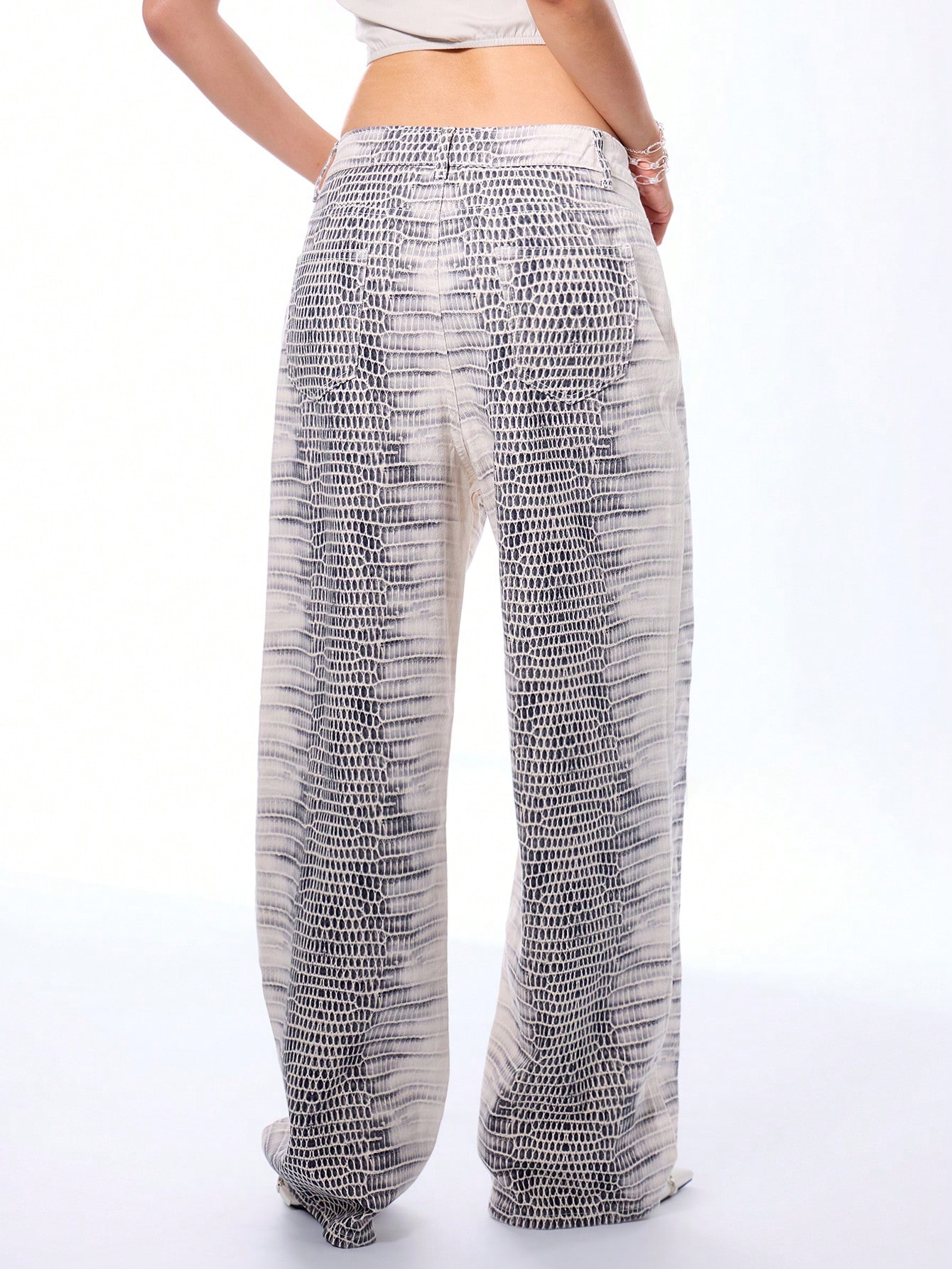 MUSERA Straight Leg Snakeskin Low Rise Trousers - Image 2