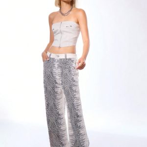 MUSERA Straight Leg Snakeskin Low Rise Trousers - Image 3