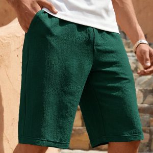 Manfinity KASUA Men??s Solid Color Casual Bermuda Shorts With Pockets