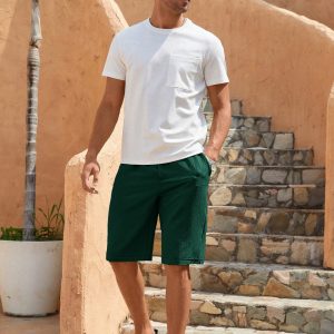 Manfinity KASUA Men??s Solid Color Casual Bermuda Shorts With Pockets - Image 6