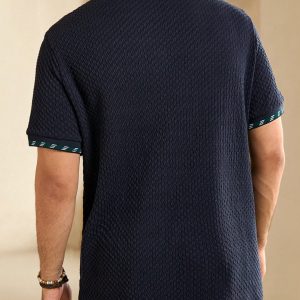 Manfinity KASUA Men??s Summer Plaid Patchwork Short Sleeve Casual Business Polo Shirt - Image 2