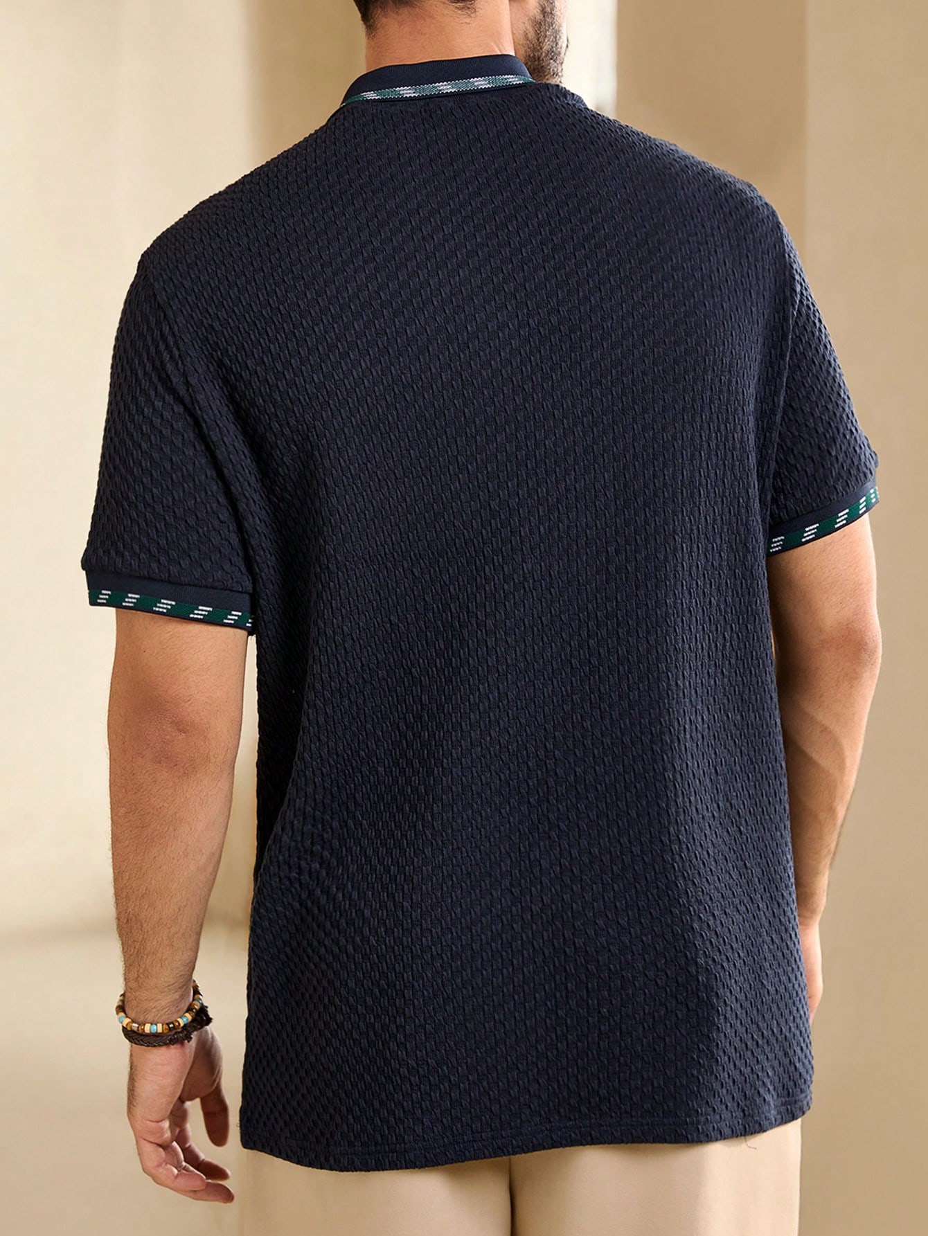 Manfinity KASUA Men??s Summer Plaid Patchwork Short Sleeve Casual Business Polo Shirt - Image 2