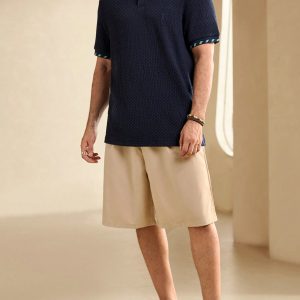 Manfinity KASUA Men??s Summer Plaid Patchwork Short Sleeve Casual Business Polo Shirt - Image 3
