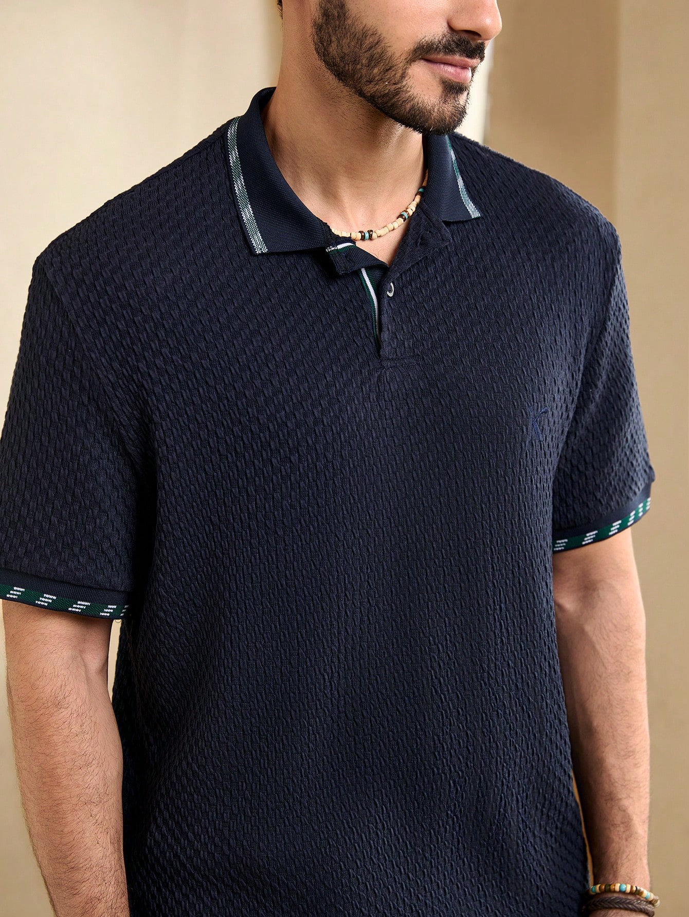 Manfinity KASUA Men??s Summer Plaid Patchwork Short Sleeve Casual Business Polo Shirt - Image 4