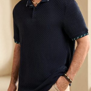 Manfinity KASUA Men??s Summer Plaid Patchwork Short Sleeve Casual Business Polo Shirt - Image 5