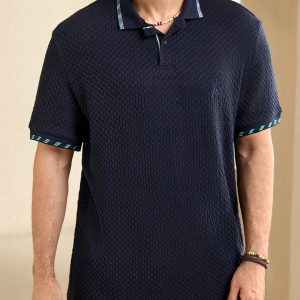 Manfinity KASUA Men??s Summer Plaid Patchwork Short Sleeve Casual Business Polo Shirt - Image 6