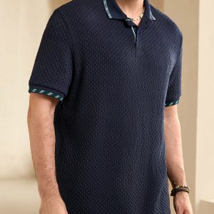 Manfinity KASUA Men??s Summer Plaid Patchwork Short Sleeve Casual Business Polo Shirt - Image 7