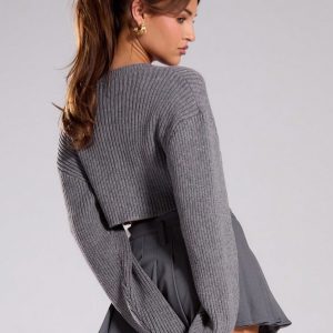 MUSERA Fall Sweaters Knitted Rib Zip Through Crop Cardigan - Image 4