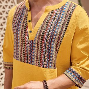 Manfinity KASUA 2pcs Retro Style Outfit For Men: Solid Color Shirt & Shorts Set - Image 6