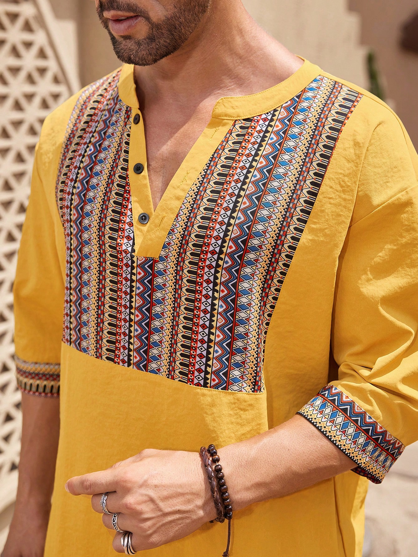 Manfinity KASUA 2pcs Retro Style Outfit For Men: Solid Color Shirt & Shorts Set - Image 6