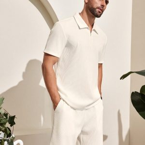 Manfinity KASUA Men??s Summer Casual Solid Color Polo Shirt And Shorts Set - Image 6