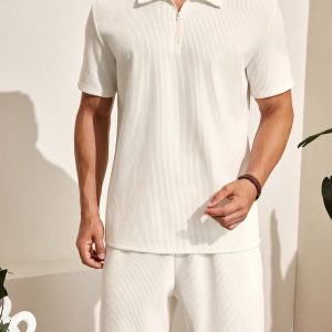 Manfinity KASUA Men??s Summer Casual Solid Color Polo Shirt And Shorts Set - Image 7