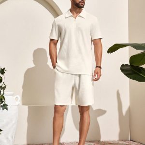 Manfinity KASUA Men??s Summer Casual Solid Color Polo Shirt And Shorts Set - Image 8