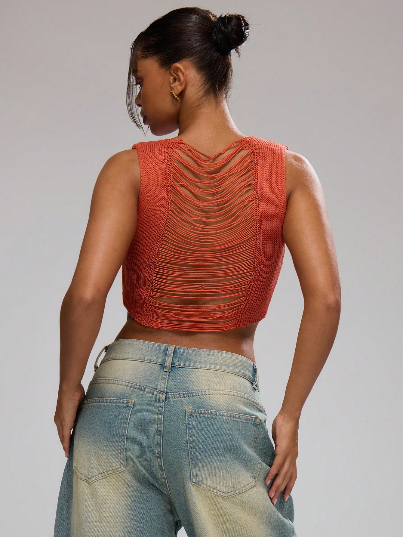 MUSERA Sheer Knit High Neck Crop Top - Image 2