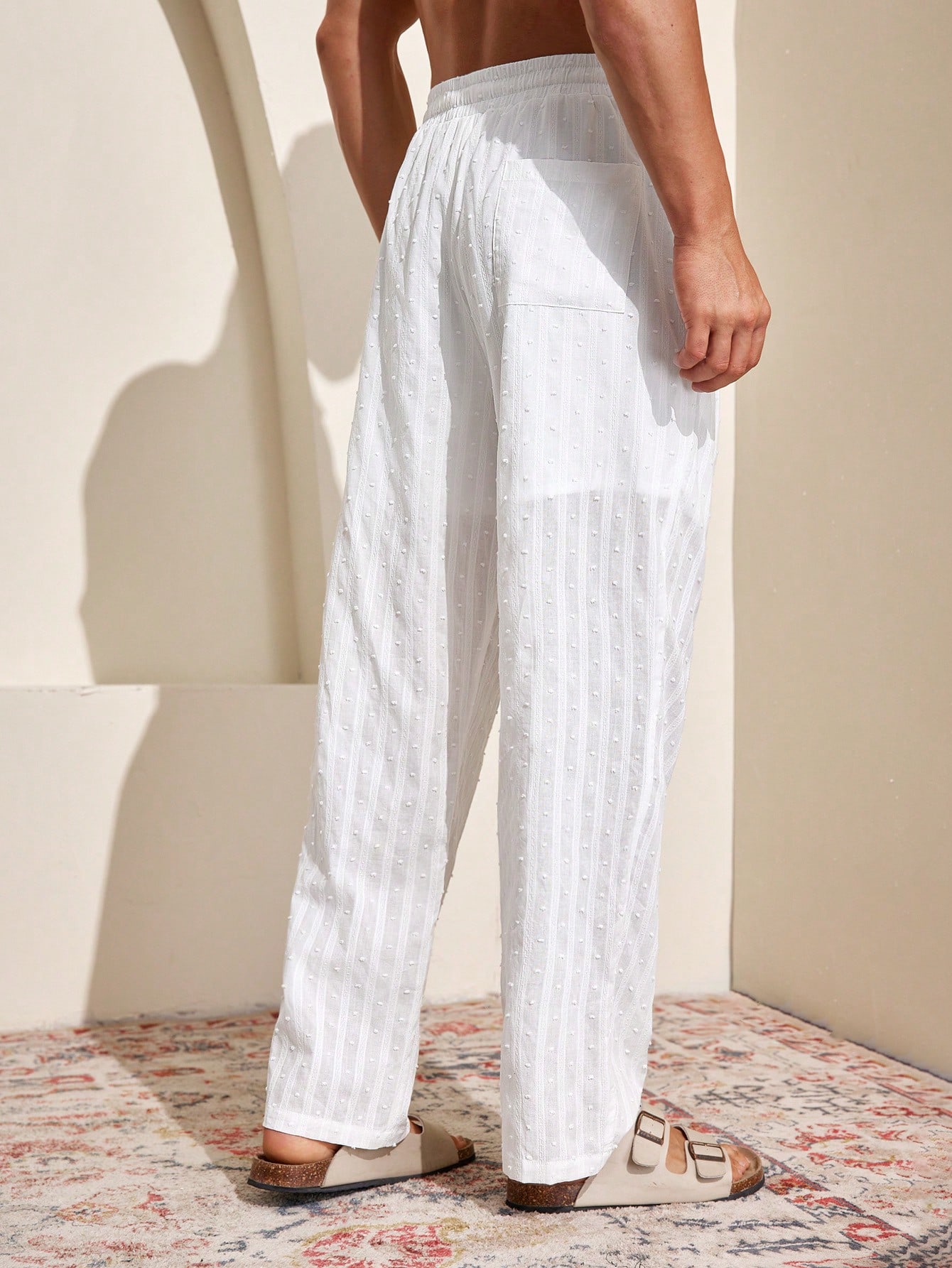 Manfinity KASUA Men??s Swiss Dot Drawstring Pocket Straight-Leg Daily Casual Pants - Image 2