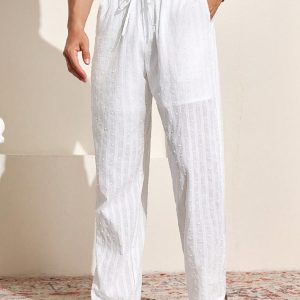 Manfinity KASUA Men??s Swiss Dot Drawstring Pocket Straight-Leg Daily Casual Pants - Image 3