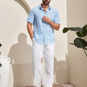 Manfinity KASUA Men??s Swiss Dot Drawstring Pocket Straight-Leg Daily Casual Pants - Image 4