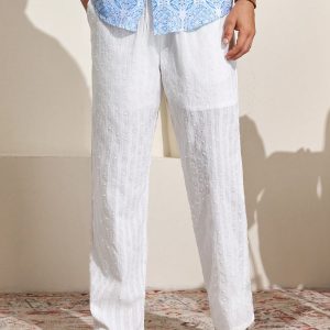 Manfinity KASUA Men??s Swiss Dot Drawstring Pocket Straight-Leg Daily Casual Pants - Image 5