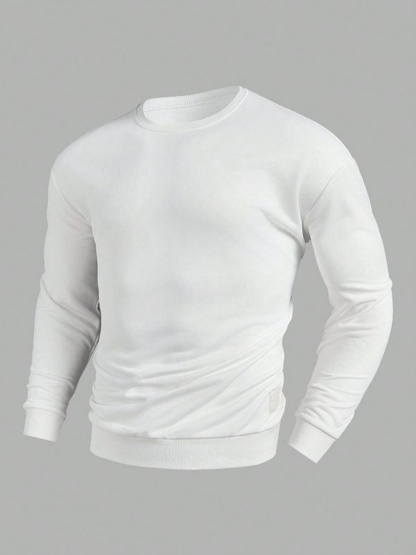 Manfinity KASUA Men??s Casual Drop Shoulder White Sweatshirt, Spring/Autumn
