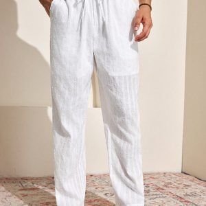Manfinity KASUA Men??s Swiss Dot Drawstring Pocket Straight-Leg Daily Casual Pants - Image 6