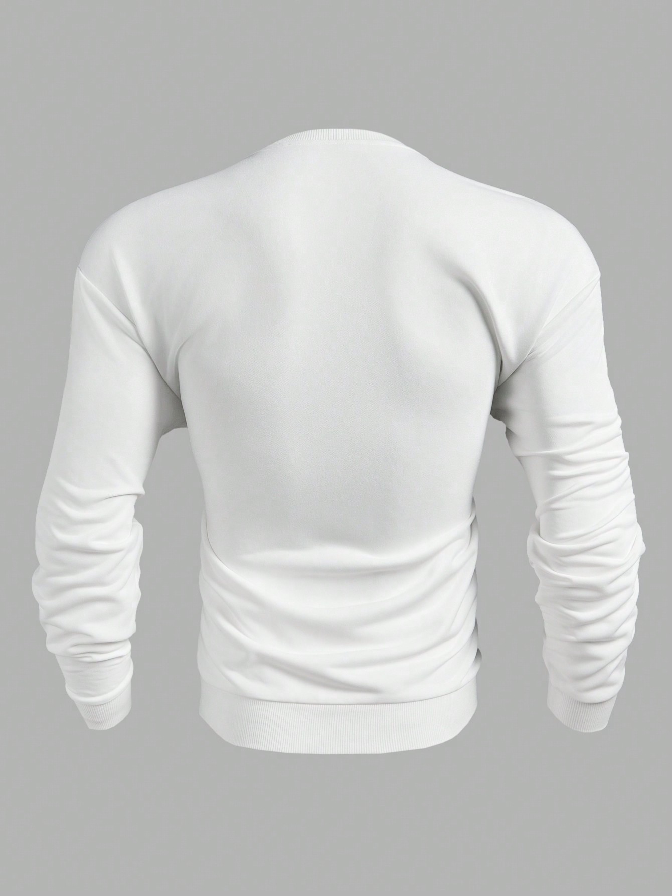 Manfinity KASUA Men??s Casual Drop Shoulder White Sweatshirt, Spring/Autumn - Image 2