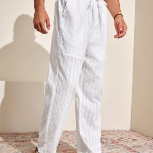Manfinity KASUA Men??s Swiss Dot Drawstring Pocket Straight-Leg Daily Casual Pants - Image 8