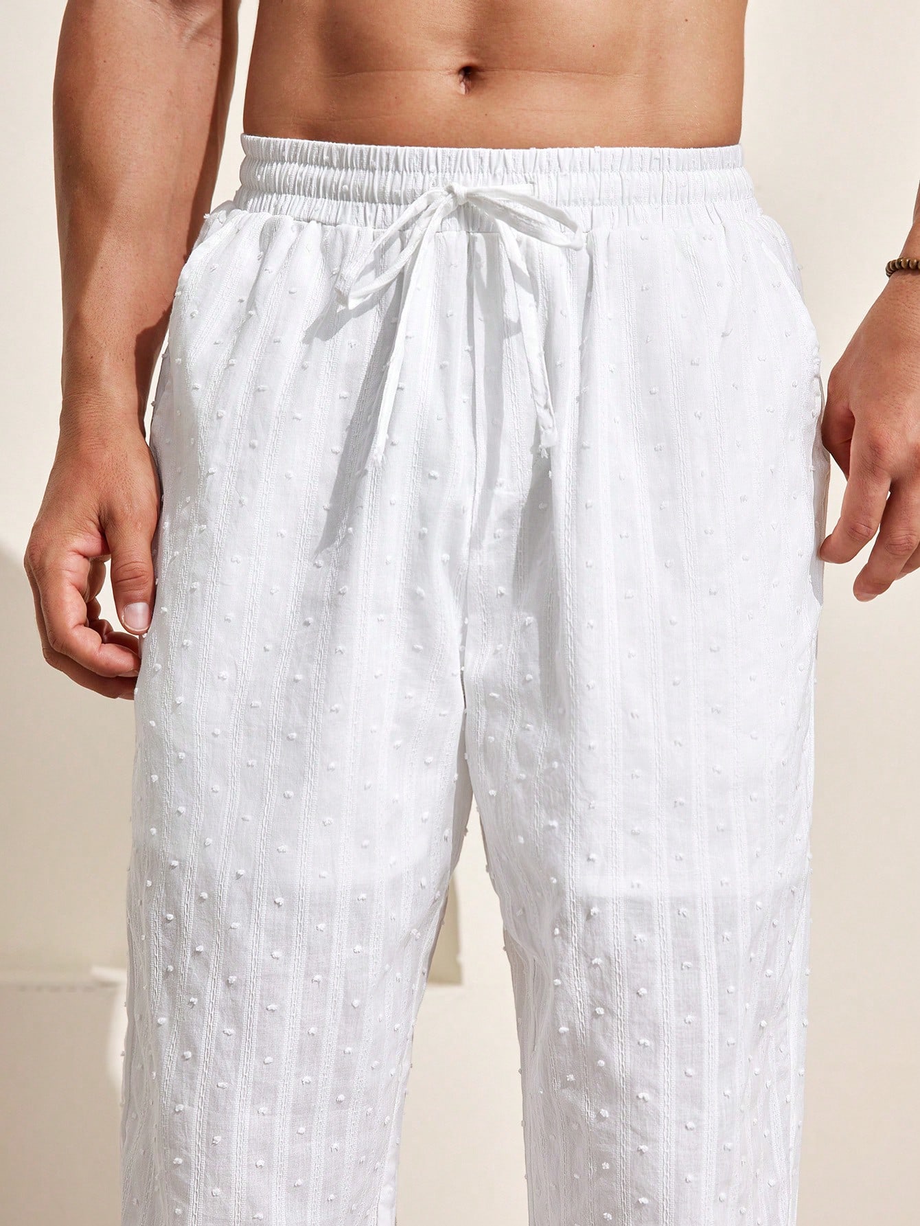 Manfinity KASUA Men??s Swiss Dot Drawstring Pocket Straight-Leg Daily Casual Pants - Image 9