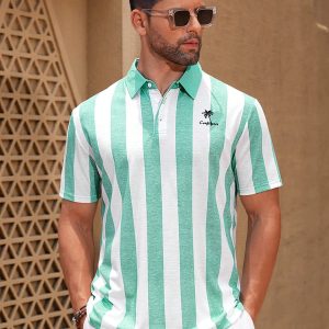 Manfinity KASUA Men??s Fashionable Striped Short Sleeve Polo Shirt With Color Block Design