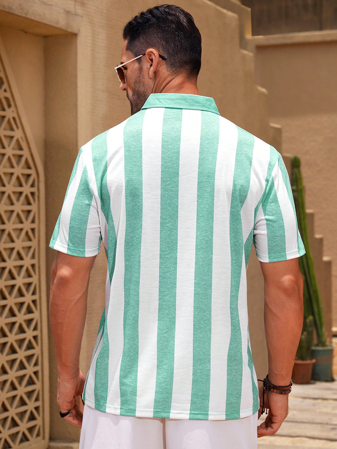 Manfinity KASUA Men??s Fashionable Striped Short Sleeve Polo Shirt With Color Block Design - Image 2