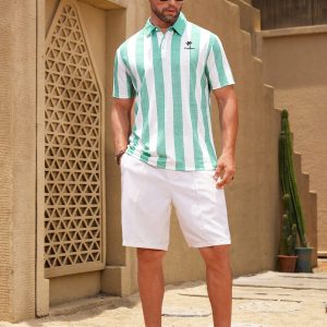 Manfinity KASUA Men??s Fashionable Striped Short Sleeve Polo Shirt With Color Block Design - Image 4