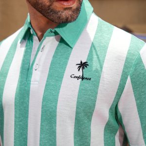 Manfinity KASUA Men??s Fashionable Striped Short Sleeve Polo Shirt With Color Block Design - Image 6