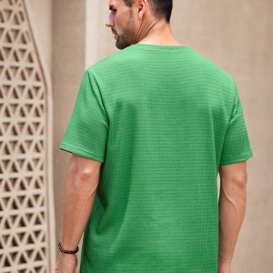 Manfinity KASUA Green Textured Knit Short Sleeve T-Shirt - Image 2