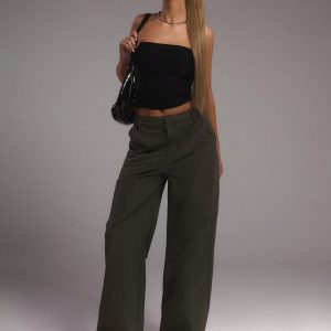 MUSERA Fall Clothes Twill Slouch Fit Wide Leg Trousers - Image 2